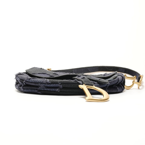 Christian Dior Saddlebag Jacquard Shoulder Bag Navy WS29133