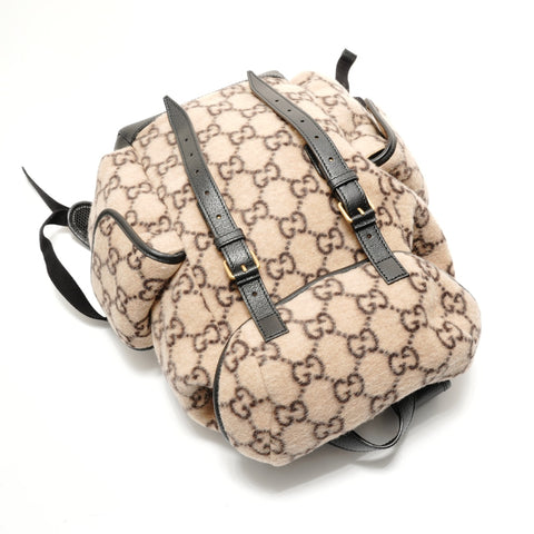 GUCCI GG Wool Leather Backpack Backpack Â· Daypack beige WS29136