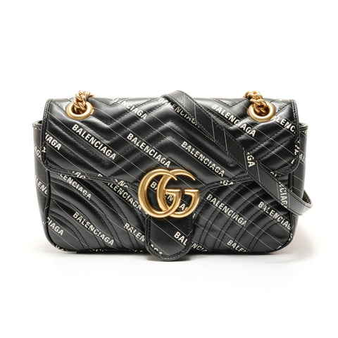 GUCCI Balenciaga Collaboration GG Marmont Shoulder Bag black WS29137