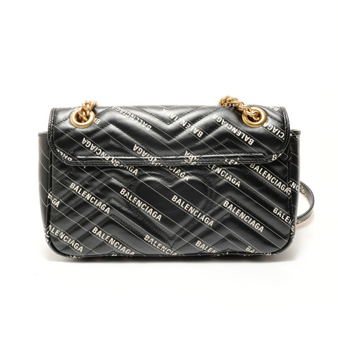 GUCCI Balenciaga Collaboration GG Marmont Shoulder Bag black WS29137