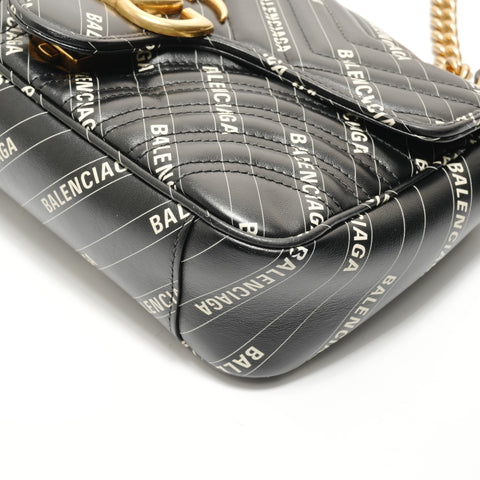 GUCCI Balenciaga Collaboration GG Marmont Shoulder Bag black WS29137