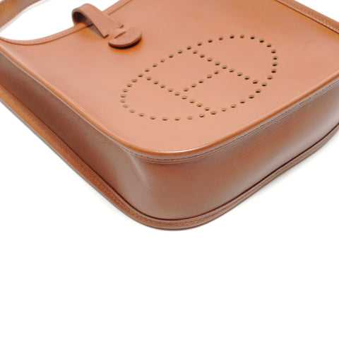 HERMES □F stamp, 2002 Evelyn TPM Box Calf Shoulder Bag Brown WS29138