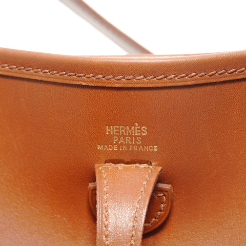 HERMES □F stamp, 2002 Evelyn TPM Box Calf Shoulder Bag Brown WS29138