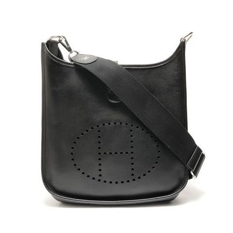 HERMES □H stamp Made in 2004 Evelyn 1 PM Epsom Shoulder Bag black WS29140