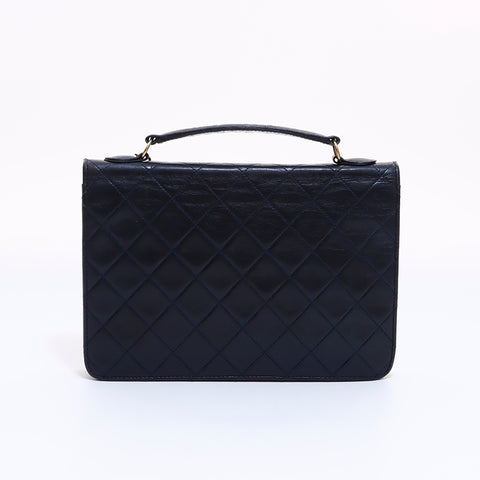 シャネル CHANEL ダブルターンロック ハンドバッグ ネイビー WS2997