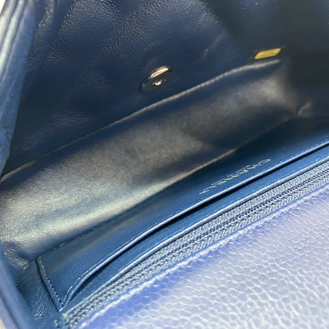CHANEL Mini Matelassé Shoulder Bag Navy WS30056
