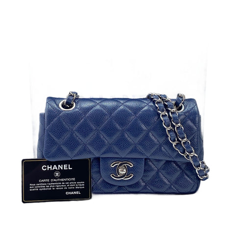 CHANEL Mini Matelassé Shoulder Bag Navy WS30056