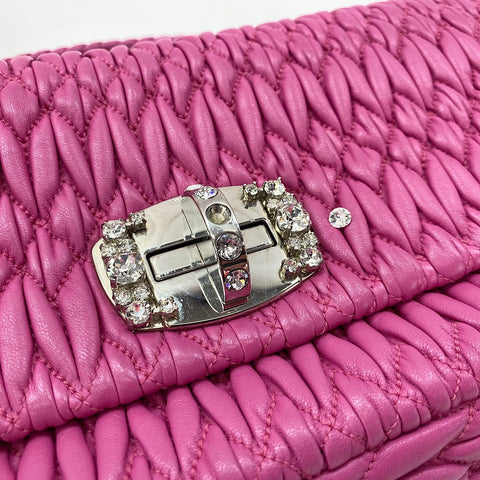 Sac à bandoulière Miu Miu Nappa Crystal 3WAY rose WS30078