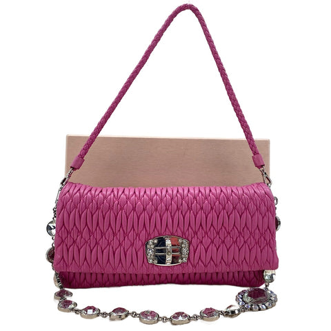 Sac à bandoulière Miu Miu Nappa Crystal 3WAY rose WS30078