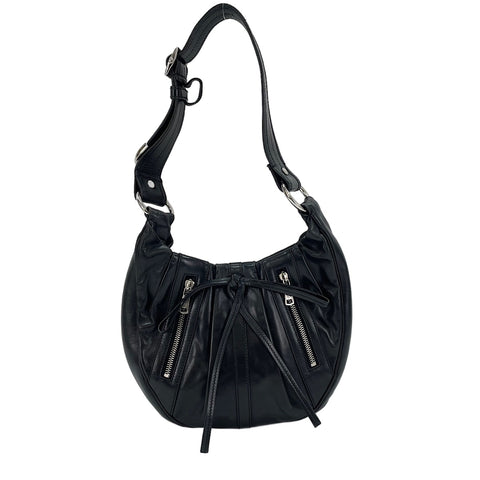 YVES SAINT LAURENT Klassische plissierte Hobo-Umhängetasche schwarz WS30095