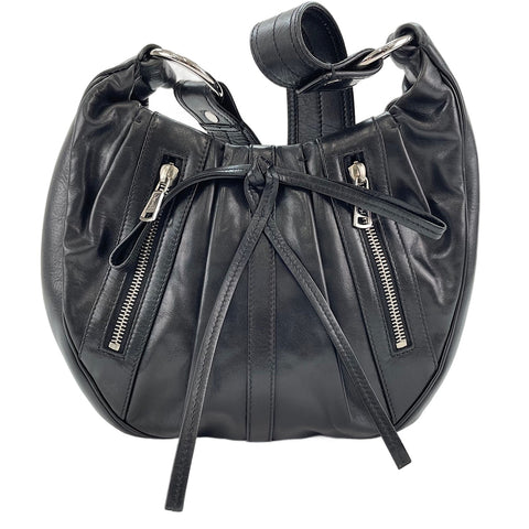 YVES SAINT LAURENT Klassische plissierte Hobo-Umhängetasche schwarz WS30095