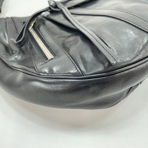 YVES SAINT LAURENT Klassische plissierte Hobo-Umhängetasche schwarz WS30095