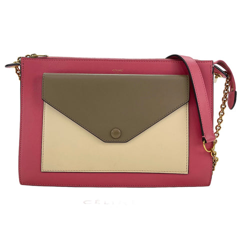 CELINE Pocket Large 2WAY Shoulder Bag pink WS30097