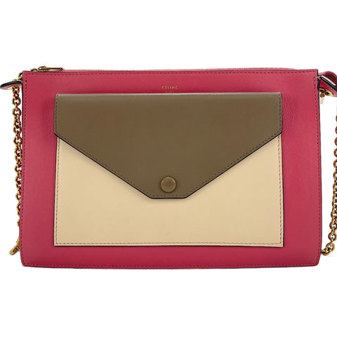 CELINE Pocket Large 2WAY Shoulder Bag pink WS30097