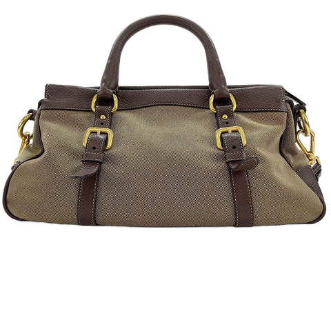 PRADA Jacquard 2WAY Handbag Brown WS30108