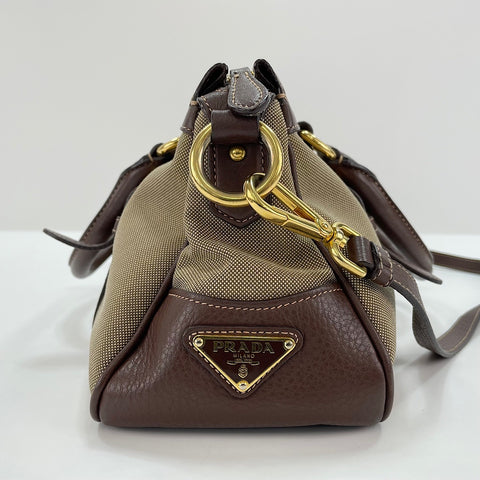 PRADA Jacquard 2WAY Handbag Brown WS30108