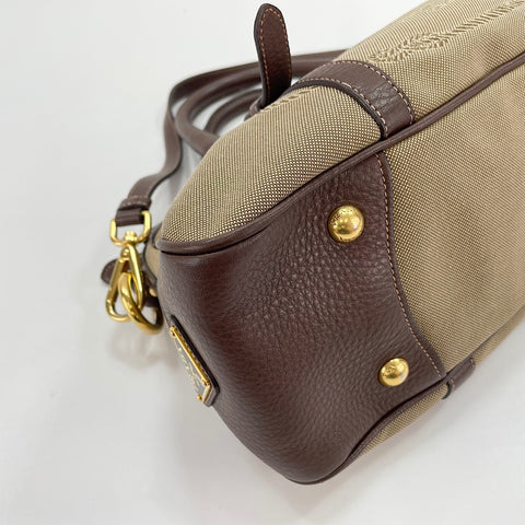 PRADA Jacquard 2WAY Handbag Brown WS30108