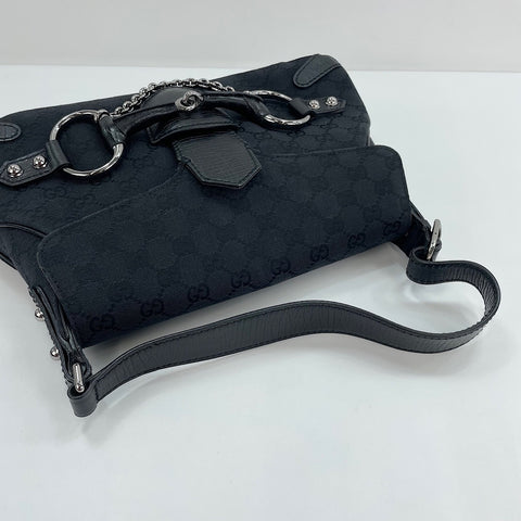 GUCCI Horsebit Chain Handbag black WS30110