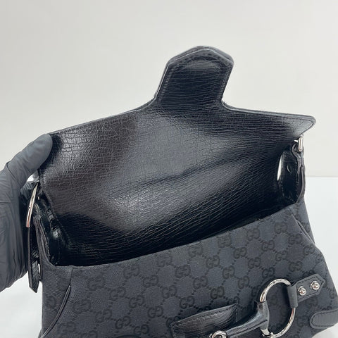 GUCCI Horsebit Chain Handbag black WS30110