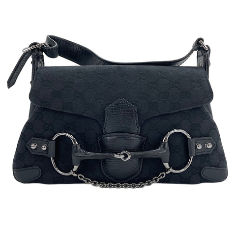 GUCCI Horsebit Chain Handbag black WS30110