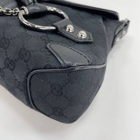 GUCCI Horsebit Chain Handbag black WS30110