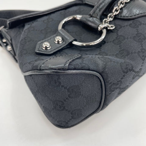 GUCCI Horsebit Chain Handbag black WS30110