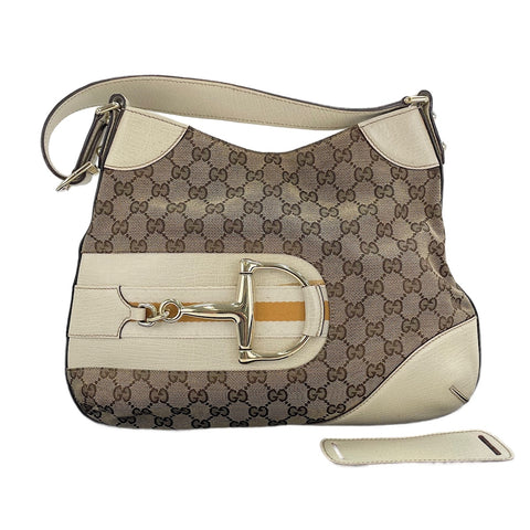 GUCCI Horsebit Shoulder Bag beige WS30111