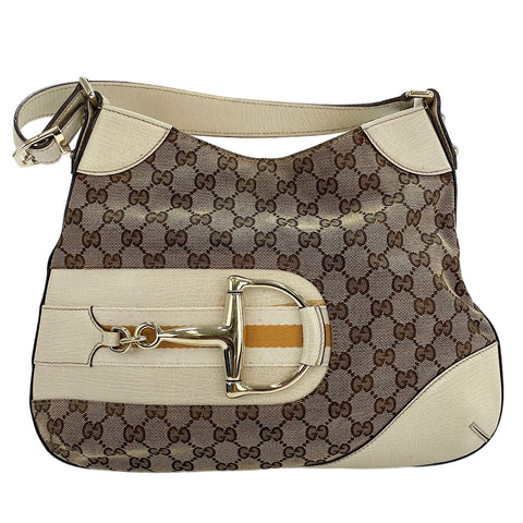 GUCCI Horsebit Shoulder Bag beige WS30111