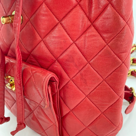 CHANEL Matelassé Backpack Â· Daypack Red WS30121
