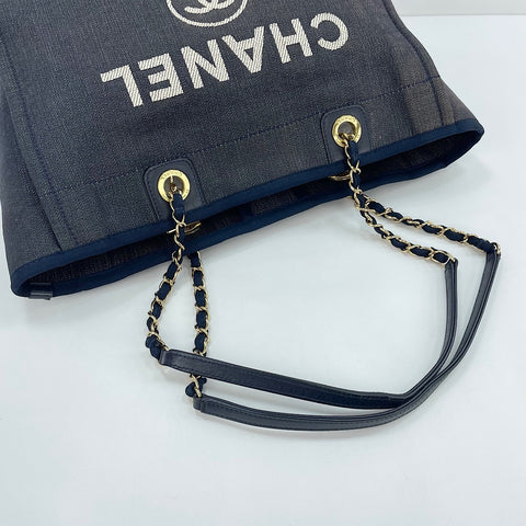 CHANEL Deauville Tote Bag Navy WS30124