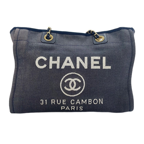 CHANEL Deauville Tote Bag Navy WS30124