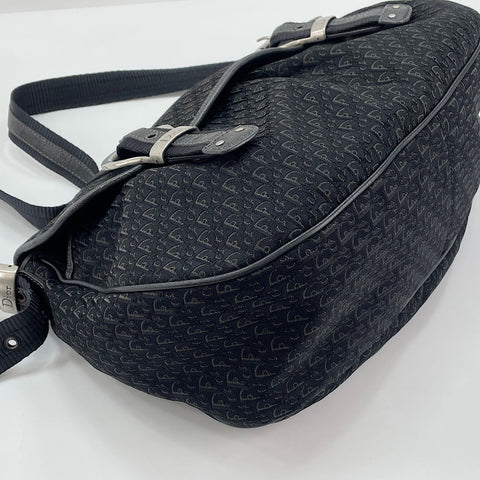 Christian Dior Diorissimo Buckle Messenger Trotter Shoulder Bag black WS30143