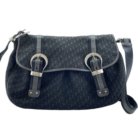 Christian Dior Diorissimo Buckle Messenger Trotter Shoulder Bag black WS30143