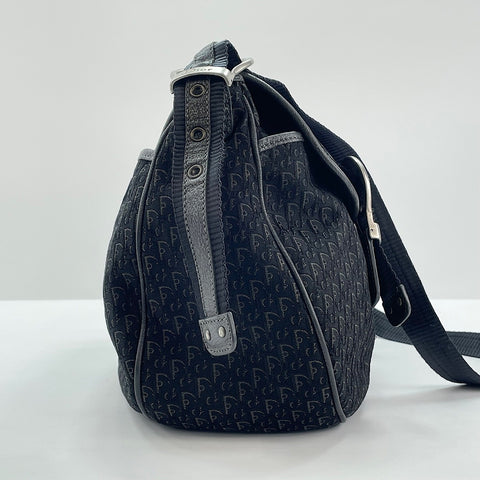 Christian Dior Diorissimo Buckle Messenger Trotter Shoulder Bag black WS30143