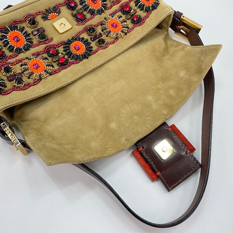 FENDI Mamma Bucket Beads Shoulder Bag beige WS30144