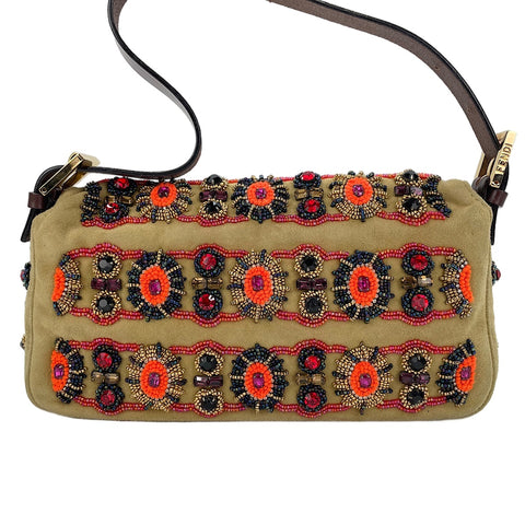 FENDI Mamma Bucket Beads Shoulder Bag beige WS30144