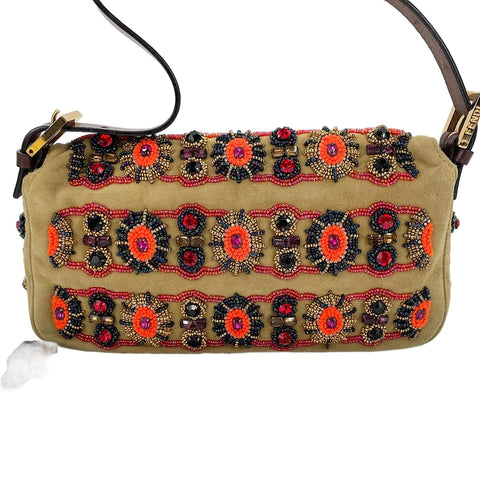FENDI Mamma Bucket Beads Shoulder Bag beige WS30144