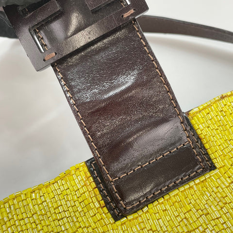 FENDI beads Shoulder Bag yellow WS30145