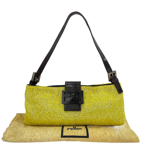 FENDI beads Shoulder Bag yellow WS30145
