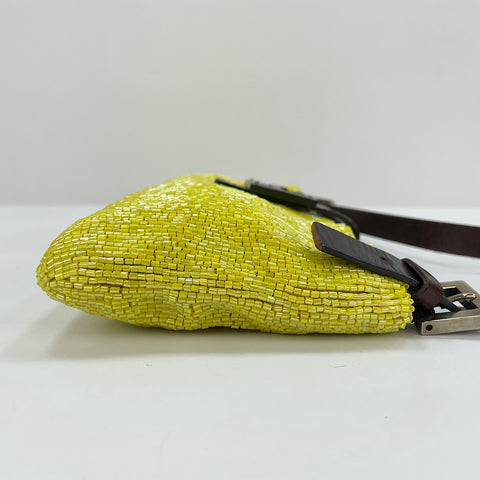 FENDI beads Shoulder Bag yellow WS30145