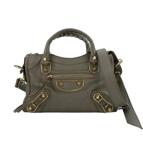 BALENCIAGA Classic Mini City 2WAY Handbag khaki WS30164