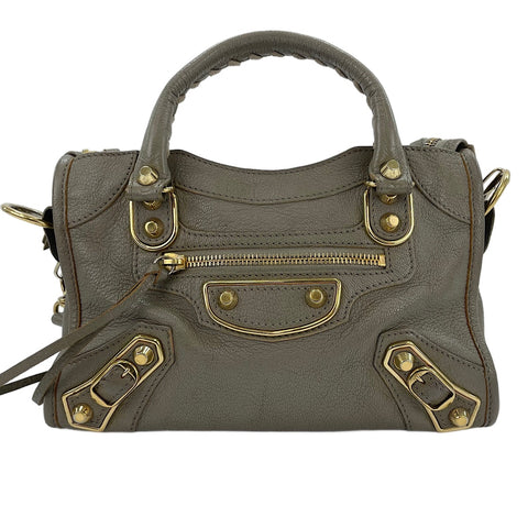 BALENCIAGA Classic Mini City 2WAY Handbag khaki WS30164