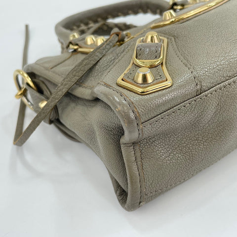 BALENCIAGA Classic Mini City 2WAY Handbag khaki WS30164