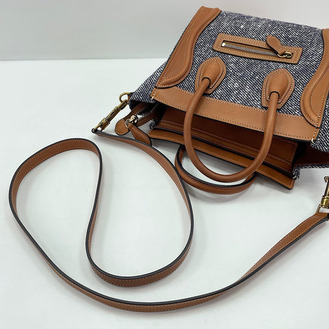 CELINE Luggage Nano Shopper 2WAY Handbag blue WS30195