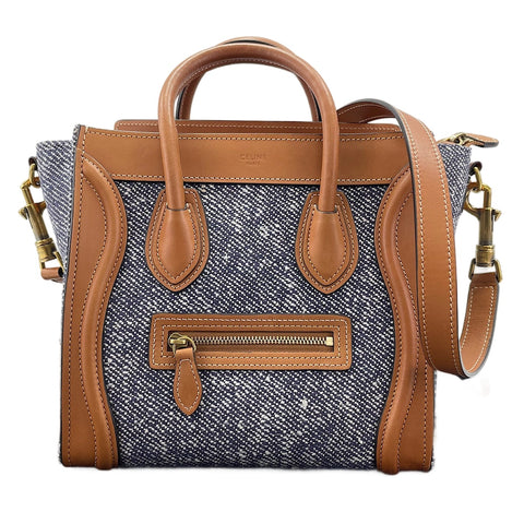 CELINE Luggage Nano Shopper 2WAY Handbag blue WS30195