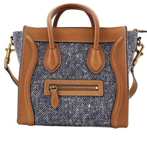 CELINE Luggage Nano Shopper 2WAY Handbag blue WS30195