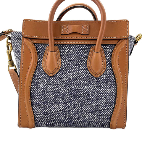 CELINE Luggage Nano Shopper 2WAY Handbag blue WS30195
