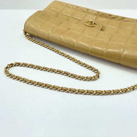 CHANEL Chocolate bar Shoulder Bag beige WS30202