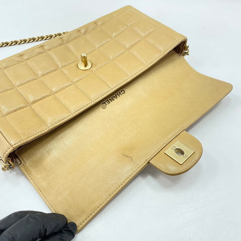 CHANEL Chocolate bar Shoulder Bag beige WS30202
