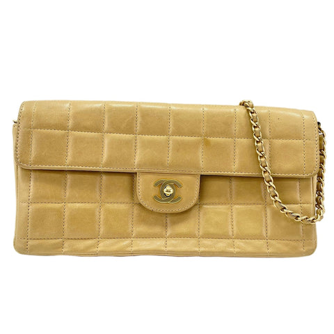 CHANEL Chocolate bar Shoulder Bag beige WS30202